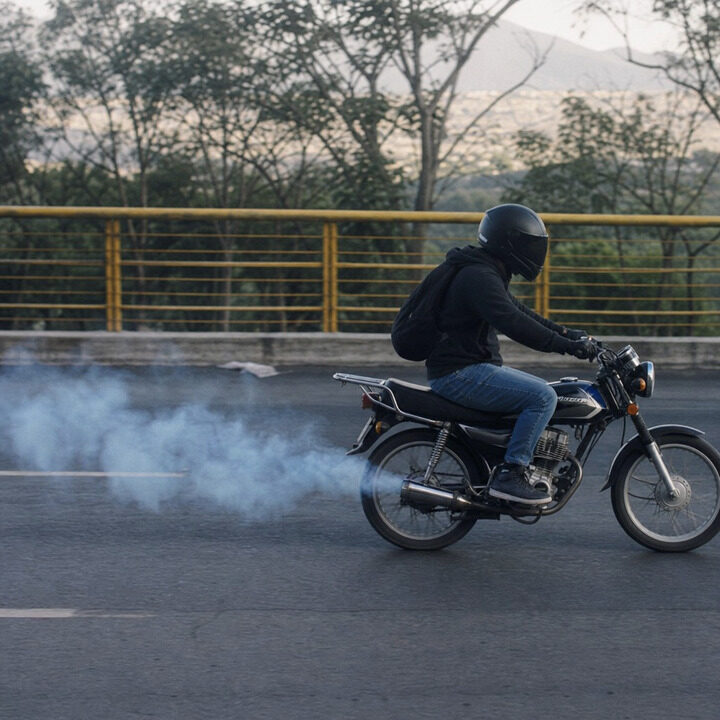 Humo azul en moto — síntoma de sellos de válvula